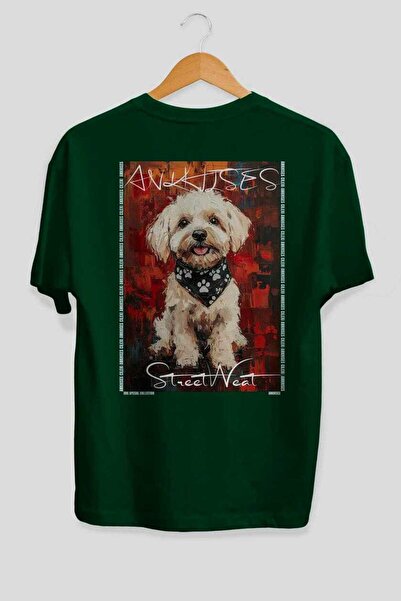 Ankhises Tricou verde supradimensionat cu imprimeu câinele "For Dog's Sake 34...