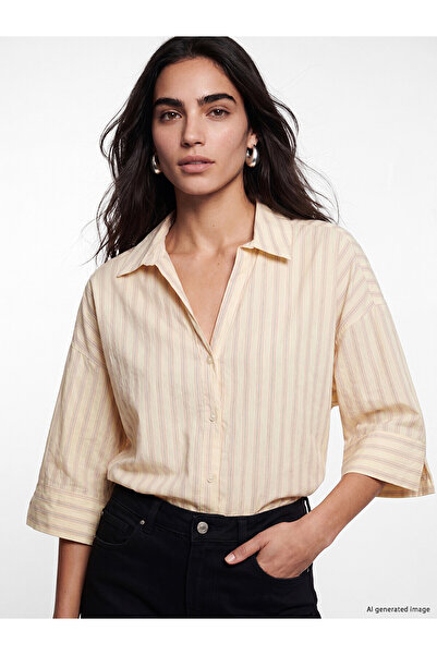LC Waikiki Nevavm Striped Oversize Women's Shirt with a Difference