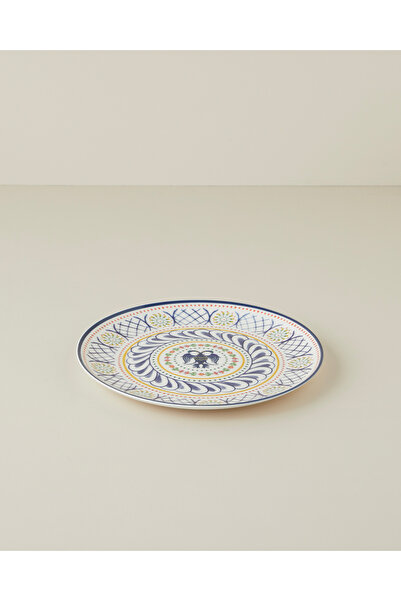English Home Fiesta Talavera Porselen Servis Tabağı 26 cm Beyaz - Lacivert