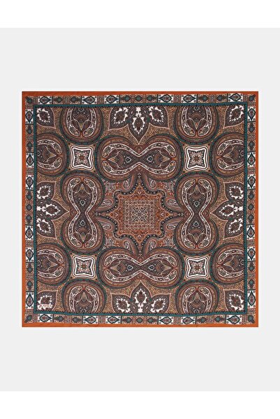 Kayra 100% Lyocell Ethnic Pattern Scarf Brown