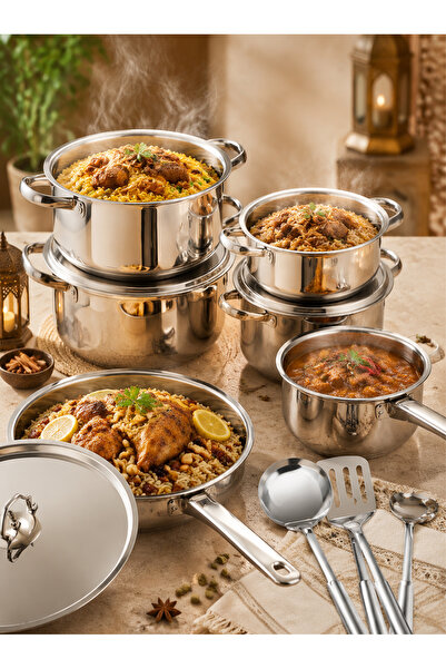 Leon Lifestyle 15-Piece Stainless Steel Cookware Set with Glass Lids, Saucepa...