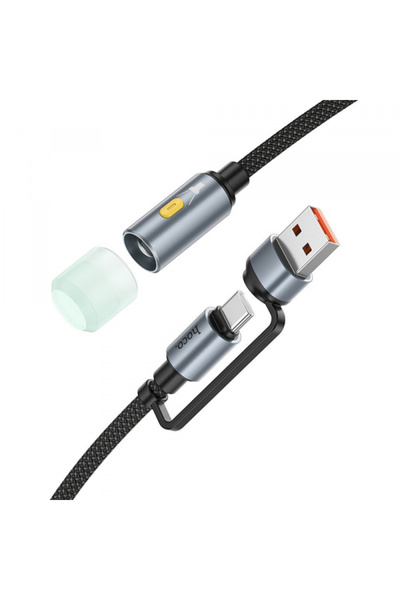 hoco. Cablu Led HOCO UA38C, USB-C/ USB-A, 0.3m, Negru