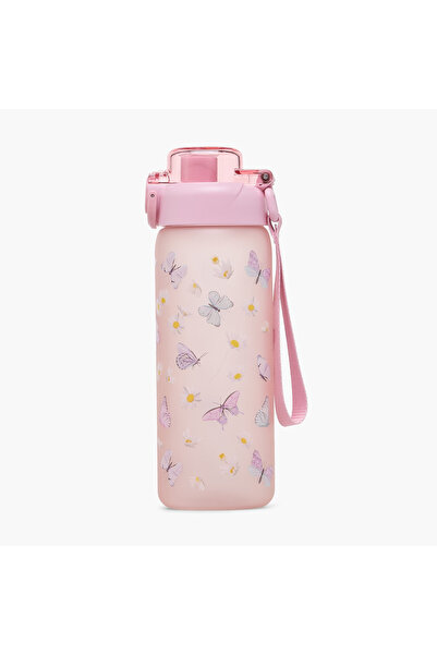Lifestyle Butterfly Print Water Bottle with Spout and Flip Lid - 750 ml