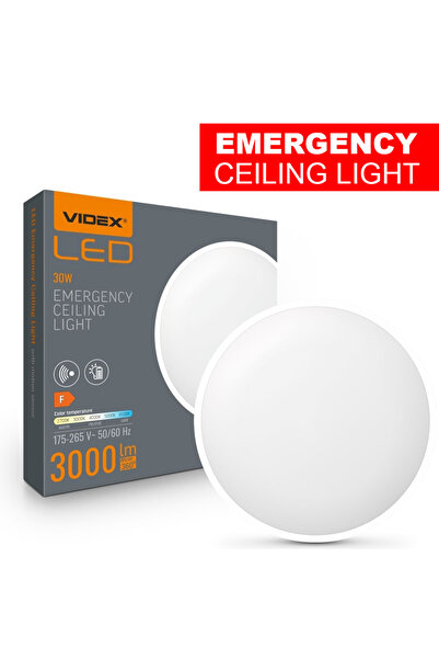 VİDEX Plafonieră LED cu senzor și funcție de urgență, 30W, 3000lm, 5CCT, IP44...