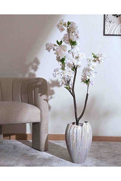 PAN HOME Cherry Blossom Artificial Tree H120cm- White