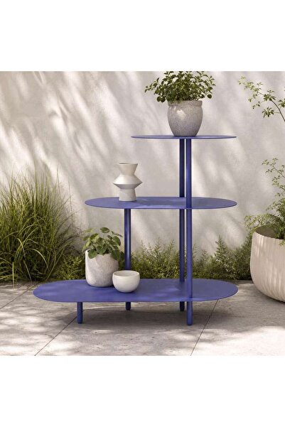 PAN HOME Octavia Metal 3 Tier Shelf Asymetric 80x33x81cm - Blue