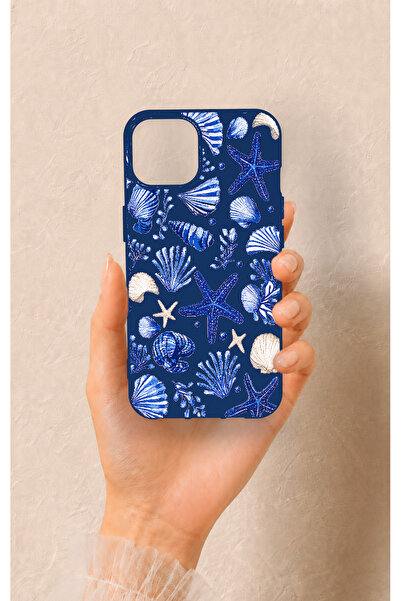Vip Case iPhone 13 Uyumlu Deniz Kabuğu Desenli Silikon Kılıf