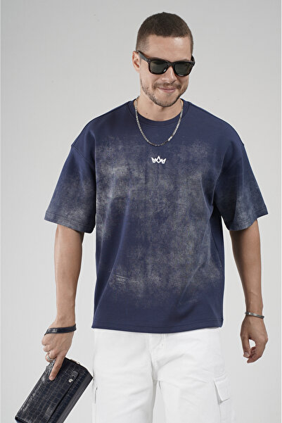 Butik Trend Biz Tricou pentru bărbați, lavabil, supradimensionat, cu gât rotund