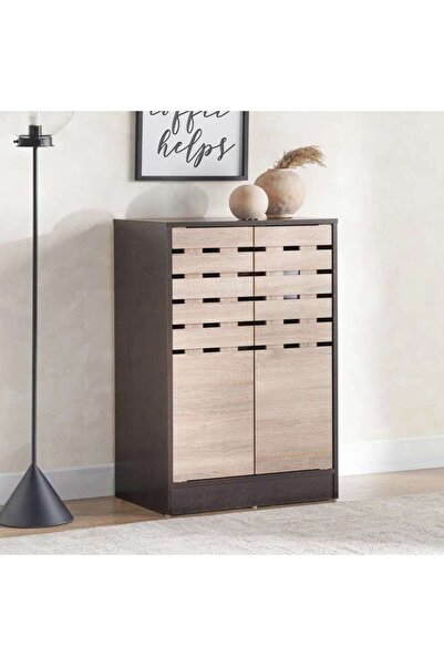 PAN HOME Taziva Shoe Rack 12 Pairs With 2 Door - Wenge & Sonoma Oak