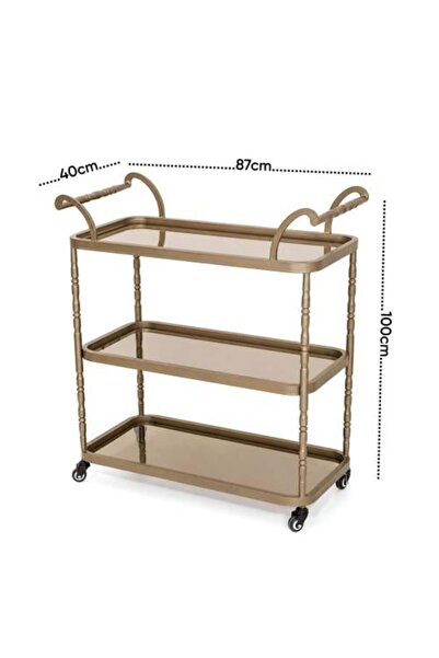 TRENDİ Modern hospitality cart, copper color, honey glass