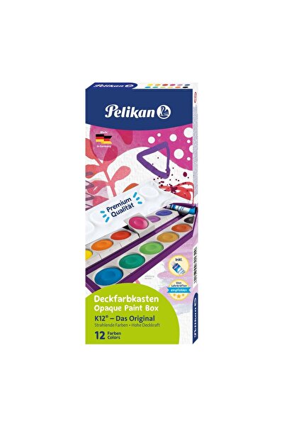 Pelikan Acuarele K12, Pelikan, 12 culori si tub alb de zinc