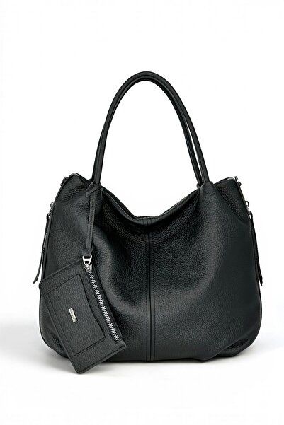 VOSTRO 100% Genuine Leather Women's Black Soft Hand and Shoulder Bag - Handma...