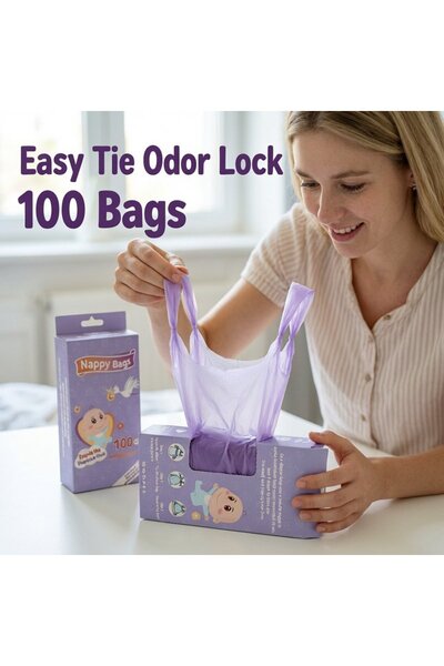 Generic 200 Biodegradable Scented Disposable Diaper Bags Tie Handle Leakproof...