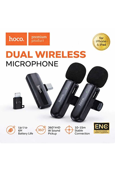 Hoco Dual Wireless Microphone ENC Noise Reduction 360 HD Audio