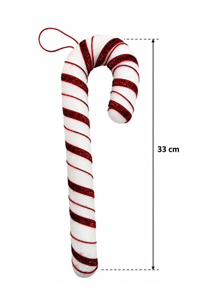 PARTİPORT Ornament de Crăciun în formă de baston de zahăr 33 cm, lemn de pin ...