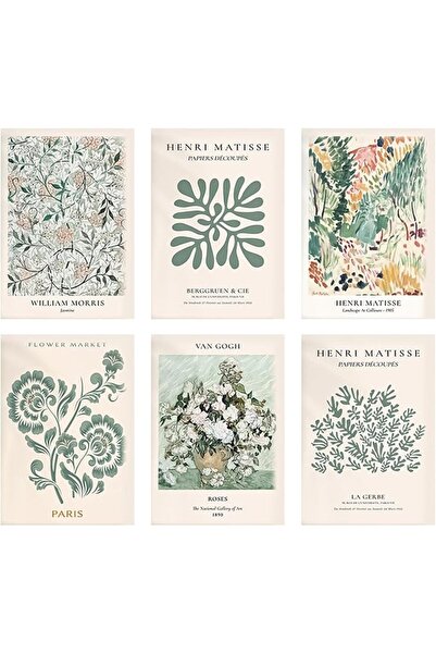 ESSESORIES Botanical Leaf Poster Wall Art Set of 6 Room Decor Self Adhesive
