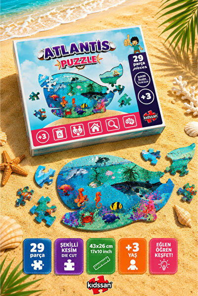 kidssan games Kidssan Atlantis Puzzle 29 Parça Şekilli Balina Puzzle | Eğitic...