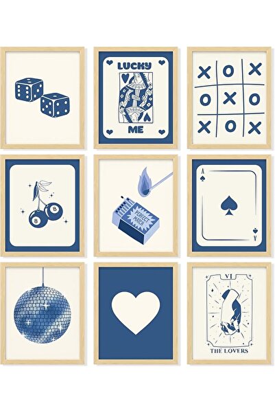 ESSESORIES Blue Lucky Playing Card Poker Blue Music Poster Wall Art Room Deco...