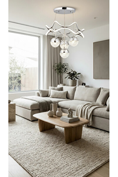 BATU ELEKTRİK&ENERJİ KROM KASA LED AVİZE 4 TOPLU İNCE TAÇ 3 IŞIK RENGİ (GÜNIŞ...