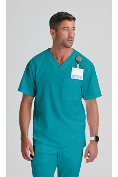 Grey’s Anatomy Evan Grt091 Men's Scrubs Single Top – Imported, Super Soft, Mo...