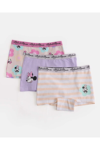 REDTAG Girls Assorted Minnie Mouse 3 Piece Boxer Pack
