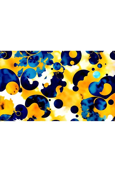 Persona Tablou Canvas, Imagine Abstracta Cu Forme Galbene Si Albastre- 100 X ...