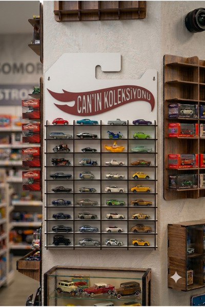 My Kids Room Kişiye Özel İsimlikli Araba Rafı 40'lı (HOTWHEELS VE MATCBOX ARA...