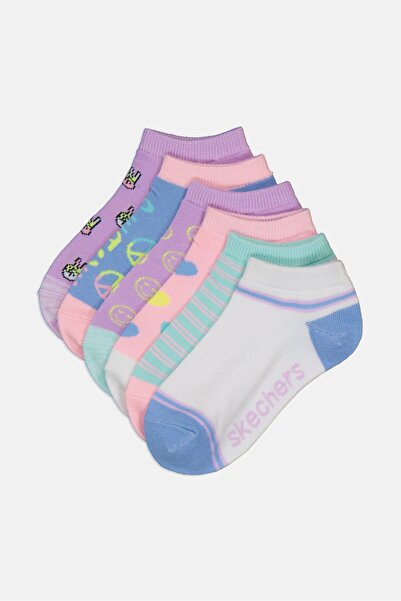 SKECHERS Kids Girl 6 Pairs Low Cut Graphic Print Socks, Multicolor