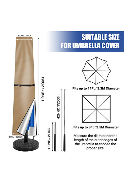 Choice11 Straight 190CM Outdoor Cantilever Umbrella Cover Waterproof Patio Pa...