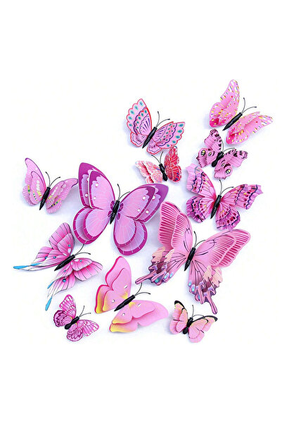 Choice1 Pink Butterfly wall decor 12pieces, 3D butterfly sticker for party de...