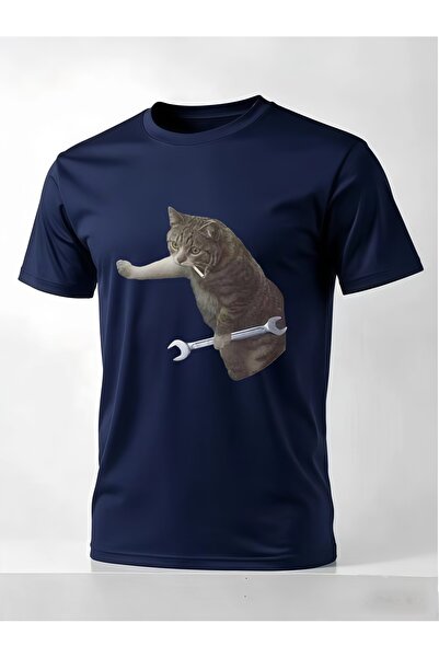 LİNA06 Men's Printed Summer Sports T-Shirt - Solid Color Round Neck Short Sle...