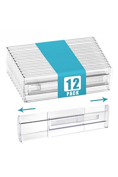 Choice1 12-PACK 6/8/10/12-Pack Adjustable Drawer Organizers, Clear Expandable...
