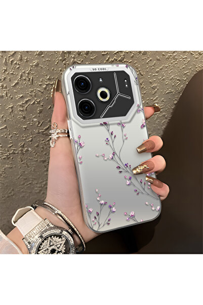 SLIMFELT Tecno Pova 6/Pova 6 Pro 5G Uyumlu Güzel Çiçek Baskılı, Sade ve Şık, ...
