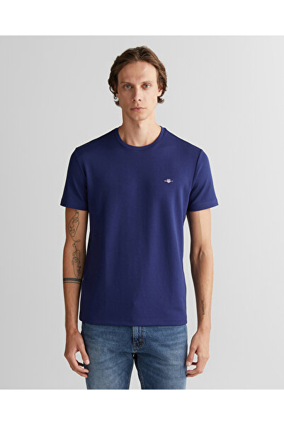 Gant Erkek Lacivert Relaxed Fit Bisiklet Yaka T-Shirt