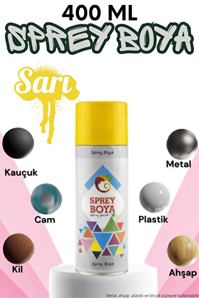 KAYRA LEATHER CRAFT 400 ml Sprey Boya Sarı Metal Ahşap Beton Duvar Yüzeylere ...