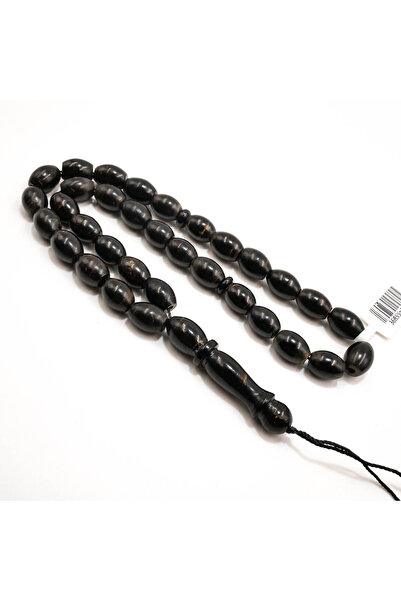 Generic Yusr Rosary 33 Beads 8.5x11.5mm Black Oval Prayer Beads 24g Tasbih