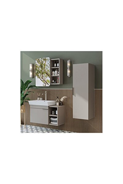 Empressco Likya Kapaklı Açık Raflı Mdflam Lavabolu 82 Cm Banyo Alt Dolabı +Ba...