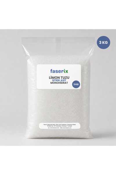 faserix Limon Tuzu Sitrik Asit Monohidrat(E330)3 Kg