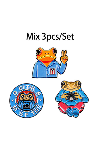 Choice4 4 1-6pcs/Set Photographer Frog Enamel Pin Spanish Quote Brooches on C...