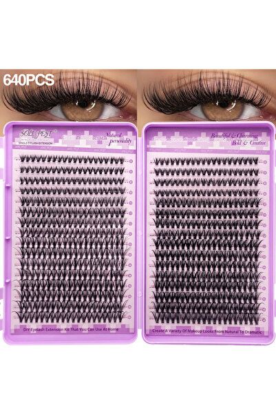 Choice 9mm-16mm 30D 40D 640 clusters of 30D+40D curled false eyelashes, light...