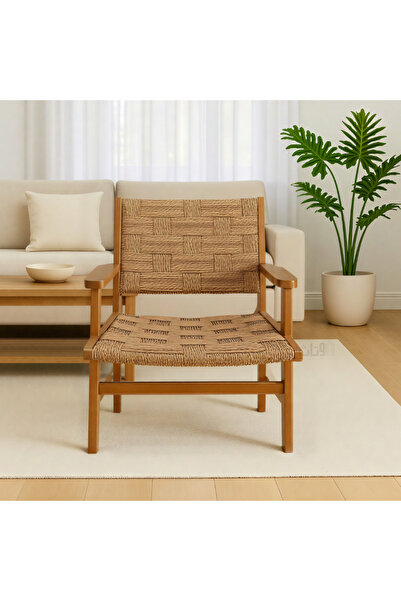 Ebticar Brown Color Indoor Chair Wicker and Wood Made Comfortable and Luxury ...