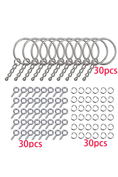 Choice silver color 90pcs Metal Keychains with Split Rings Link Chain Key Rin...