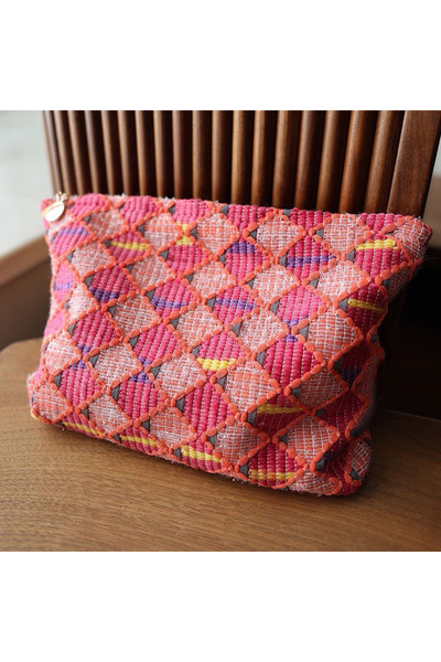 Choice A Red diamond grid fashionable large-capacity zipper cosmetic bag birt...