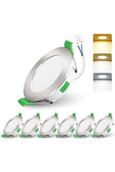 Dotail Set de 6 spoturi LED încastrate, 4W, 310 lm, 3000K/4000K/6500K, dimabi...