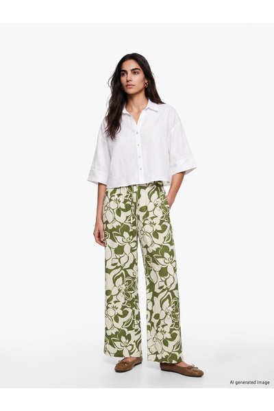 LC Waikiki Pantaloni de damă florali cu talie elastică