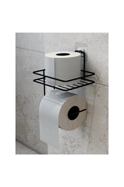 BRAMBLE LIFE Adhesive Toilet Paper Holder Hanger Matte Black Metal Toilet Pap...
