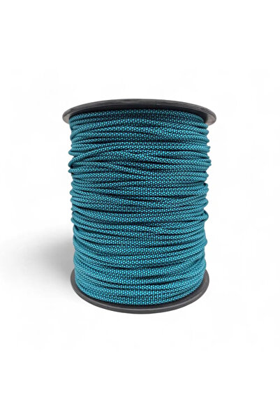 PARACORD Bileklik,Outdoor ve Hobi İp 4 mm Turkuaz Siyah Desenli 5 Metre