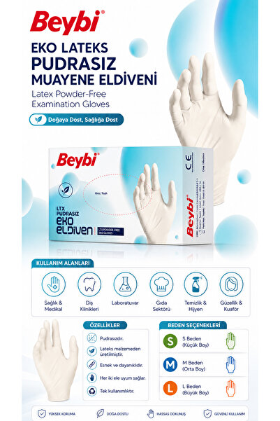 Medicalx Eko Pudrasız Lateks Eldiven - 100'lük Kutu