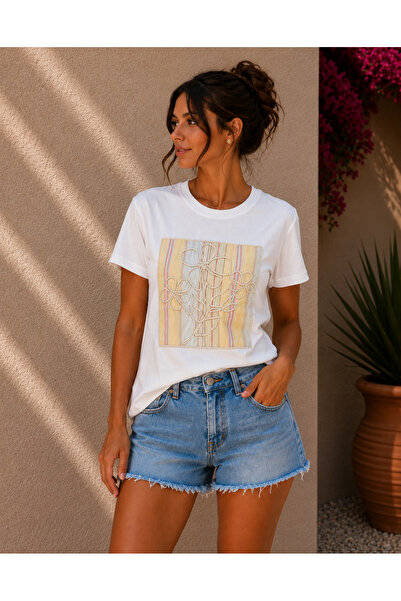 Cnswoman Quzu Nakış Çiçek Detaylı T-shirt