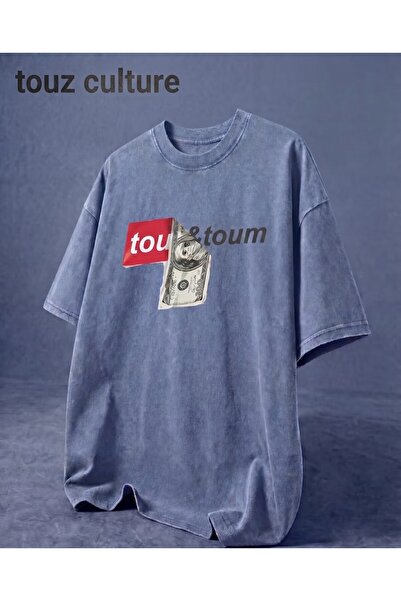 Touz Moda Culture Printed Washable Vintage Unisex Oversize T-Shirt
